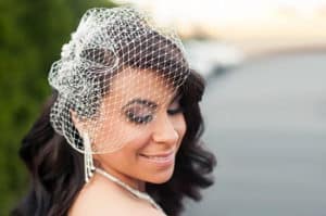 Bridal hairstyle with veil for Bride at the Viana Hotel in Long Island NY